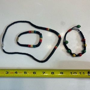 Set of Jamaican necklace and bracelets.
